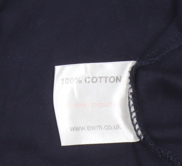EWM Women Blue Short Sleeve Cotton Polo Shirt Size S 10-12