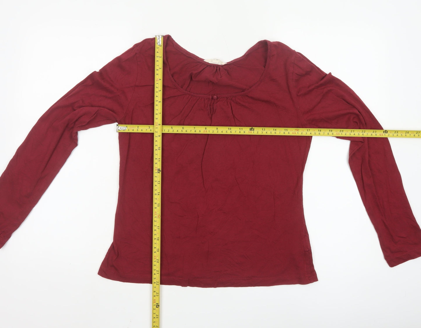 White Stuff Women's Red Long Sleeve Cotton Blend Blouse UK 12