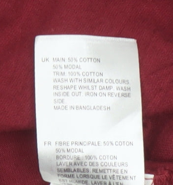 White Stuff Women's Red Long Sleeve Cotton Blend Blouse UK 12