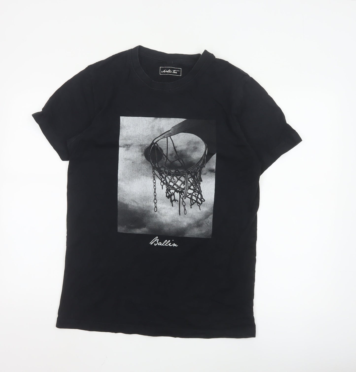 Mister Tee Men's Black Graphic Crew Neck Short Sleeve T-Shirt Size M