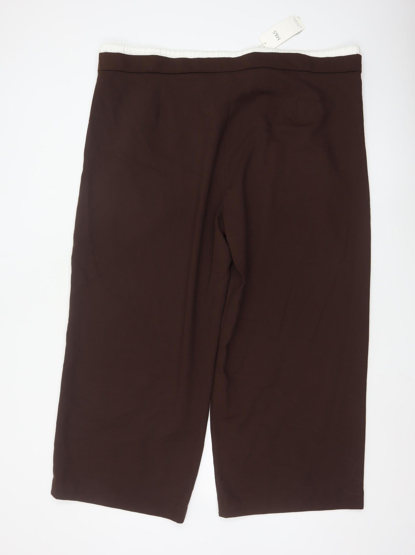 Marks and Spencer Women Brown Cropped Wide-Leg Trousers Size 24