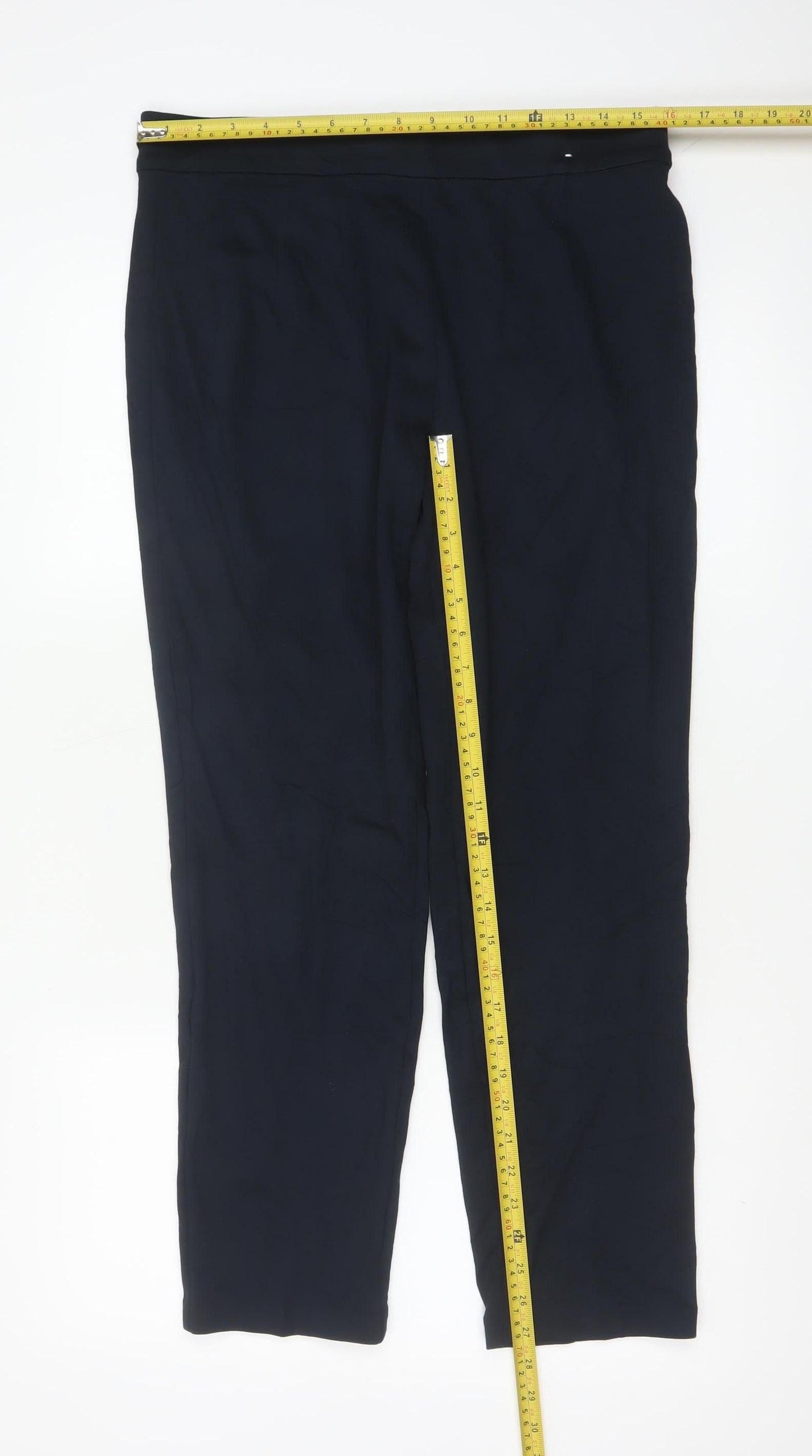 Marks and Spencer Womens Black Straight Leg Stretch Trousers Size 14