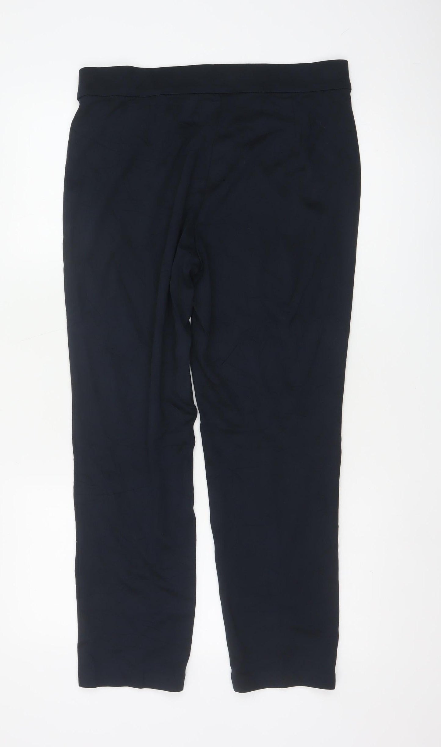 Marks and Spencer Womens Black Straight Leg Stretch Trousers Size 14