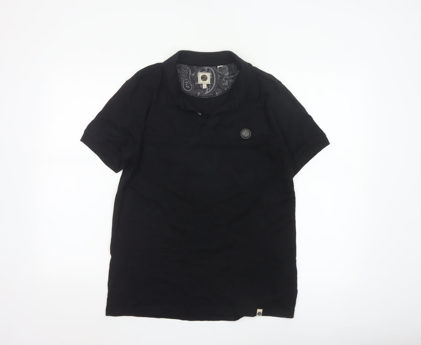 Pretty Green Men's Black Cotton Polo Shirt Size M Regular Fit