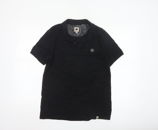 Pretty Green Men's Black Cotton Polo Shirt Size M Regular Fit