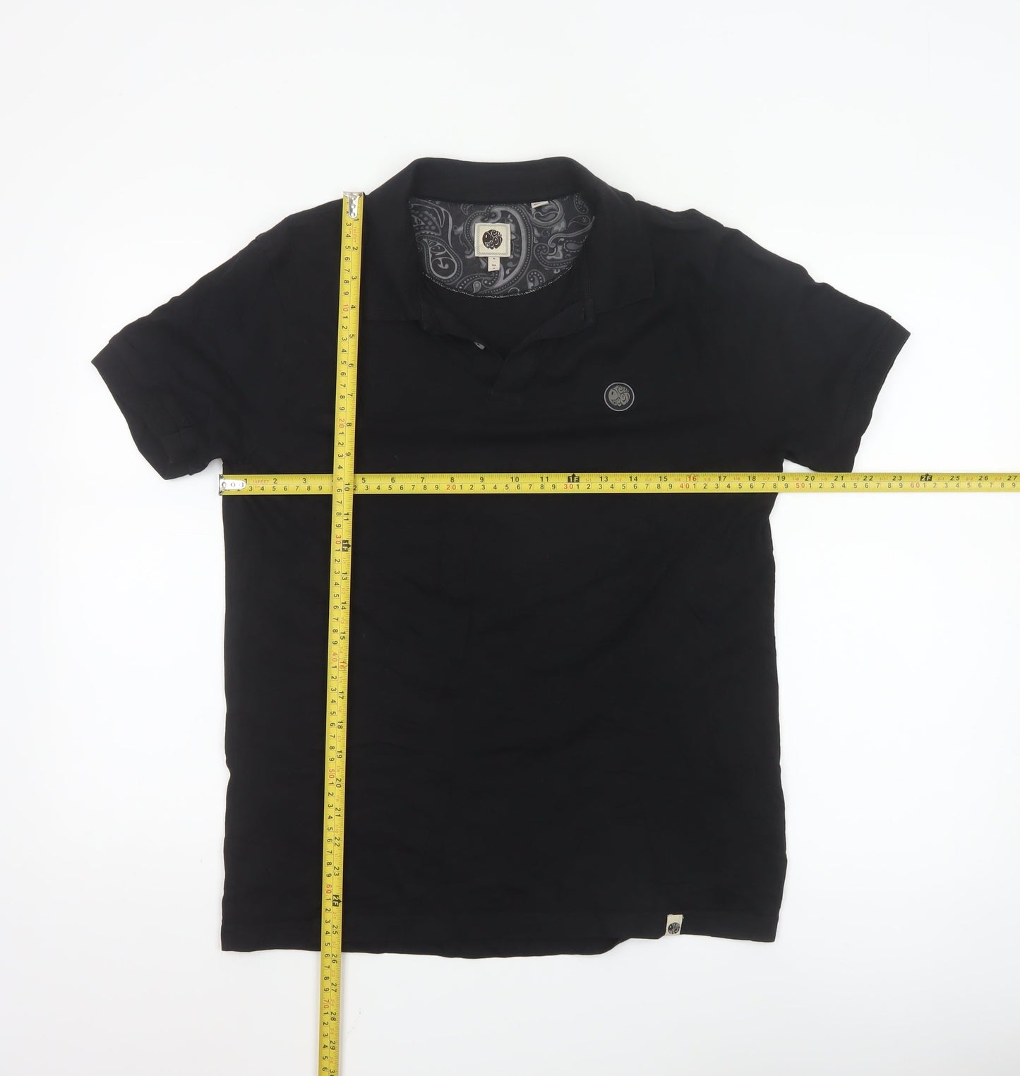 Pretty Green Men's Black Cotton Polo Shirt Size M Regular Fit