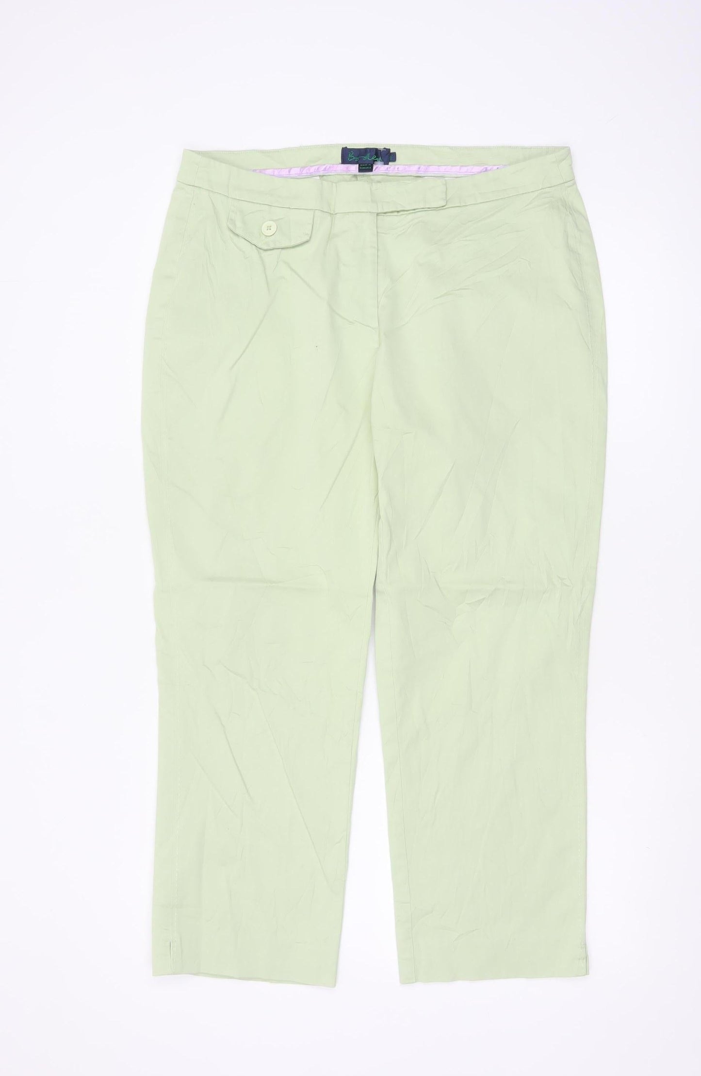 Boden Women Green Chino Trousers Size 16 Cotton Blend Stretch
