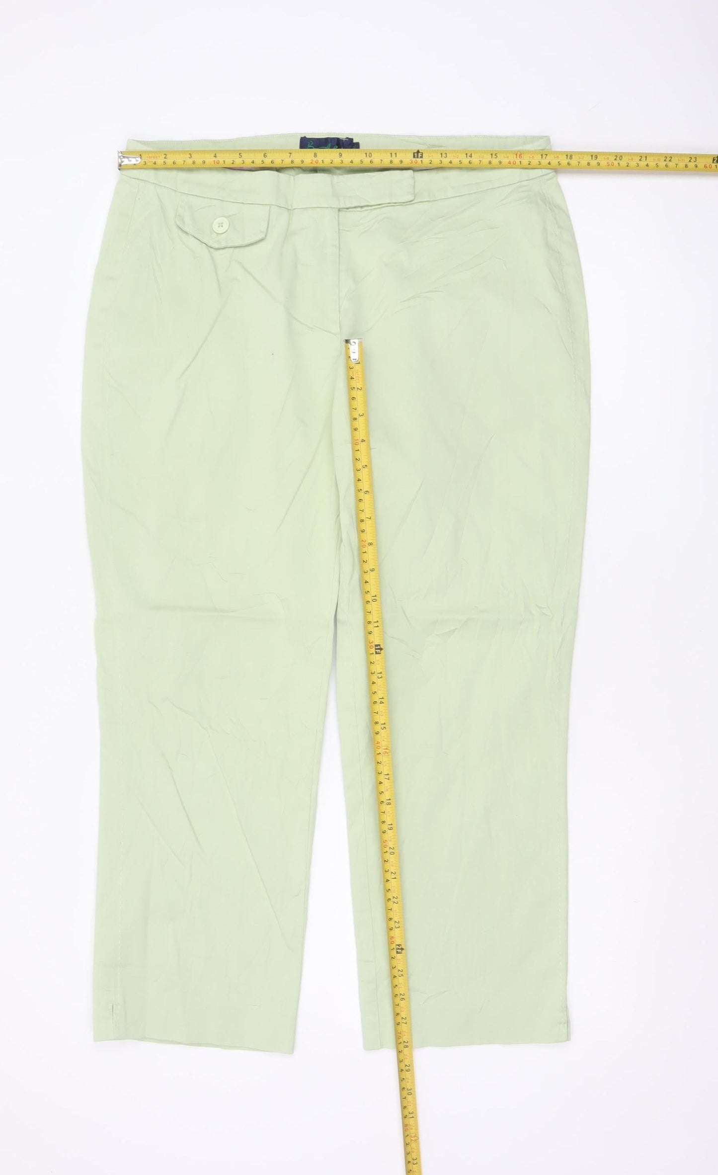 Boden Women Green Chino Trousers Size 16 Cotton Blend Stretch