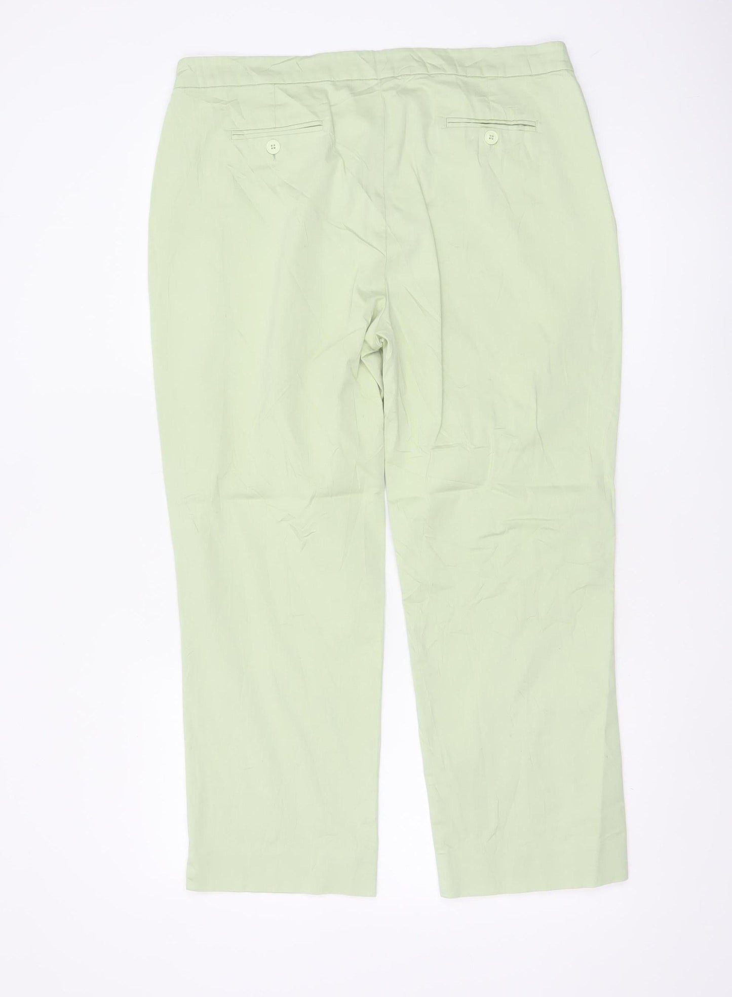 Boden Women Green Chino Trousers Size 16 Cotton Blend Stretch
