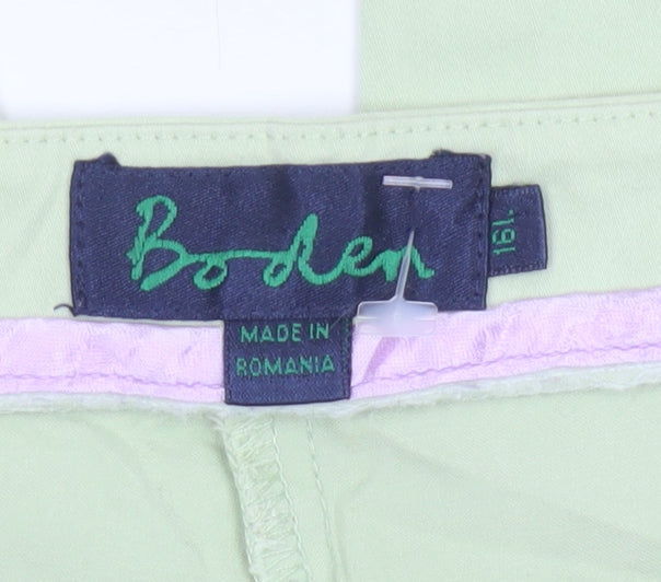 Boden Women Green Chino Trousers Size 16 Cotton Blend Stretch