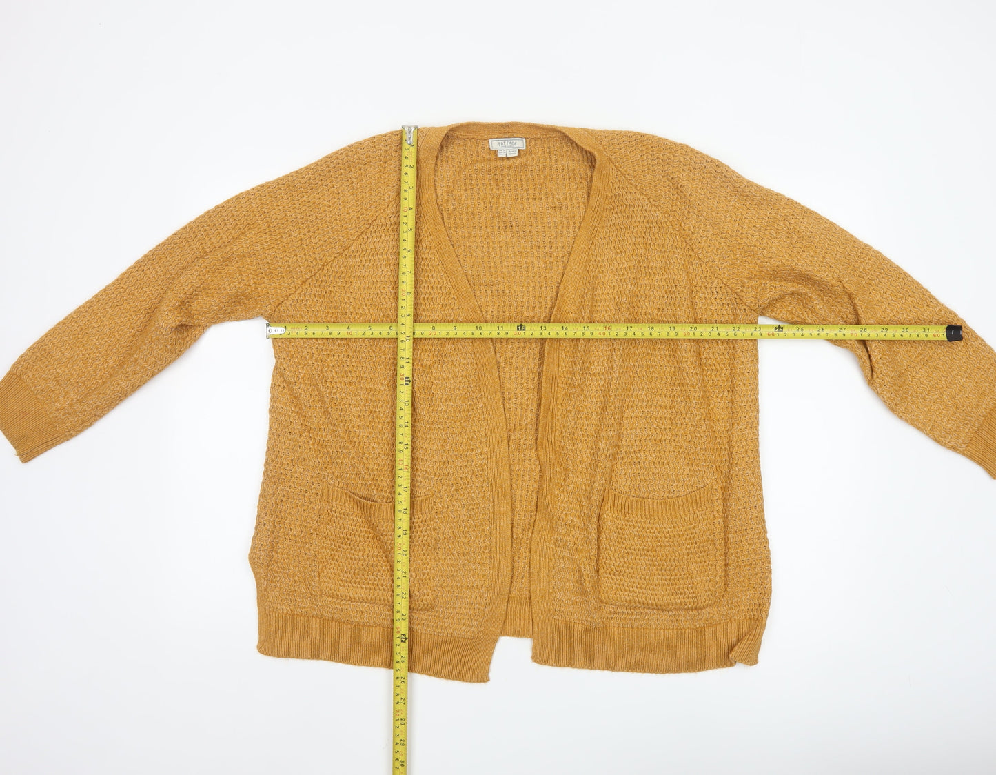 Fat Face Women’s Yellow Chunky Knit Open Cardigan UK 12