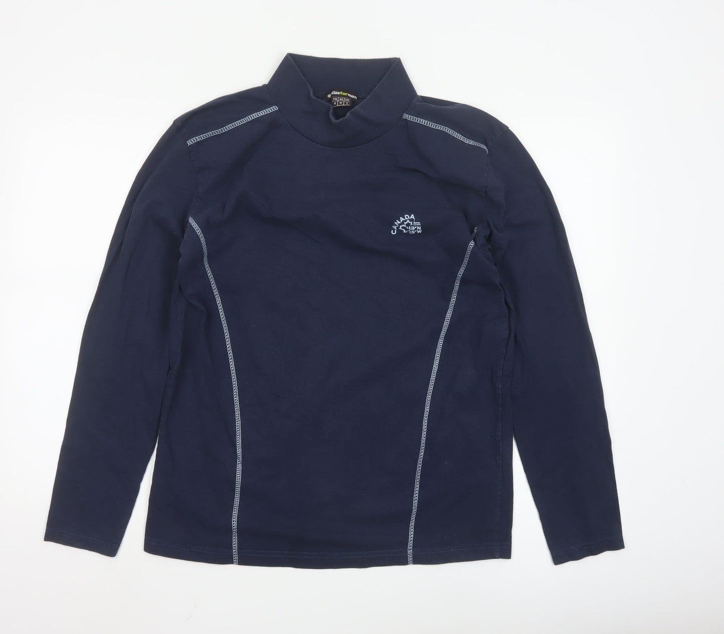 Atlas For Men Navy Long Sleeve Cotton Mock Neck Top Size S
