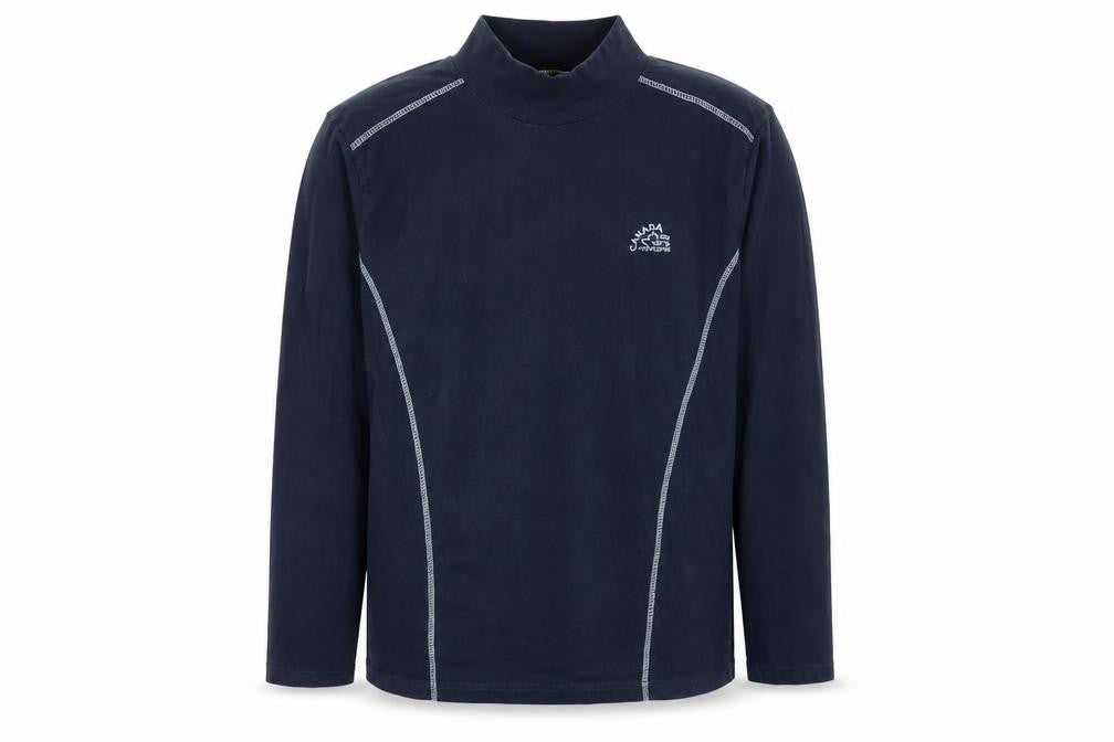 Atlas For Men Navy Long Sleeve Cotton Mock Neck Top Size S