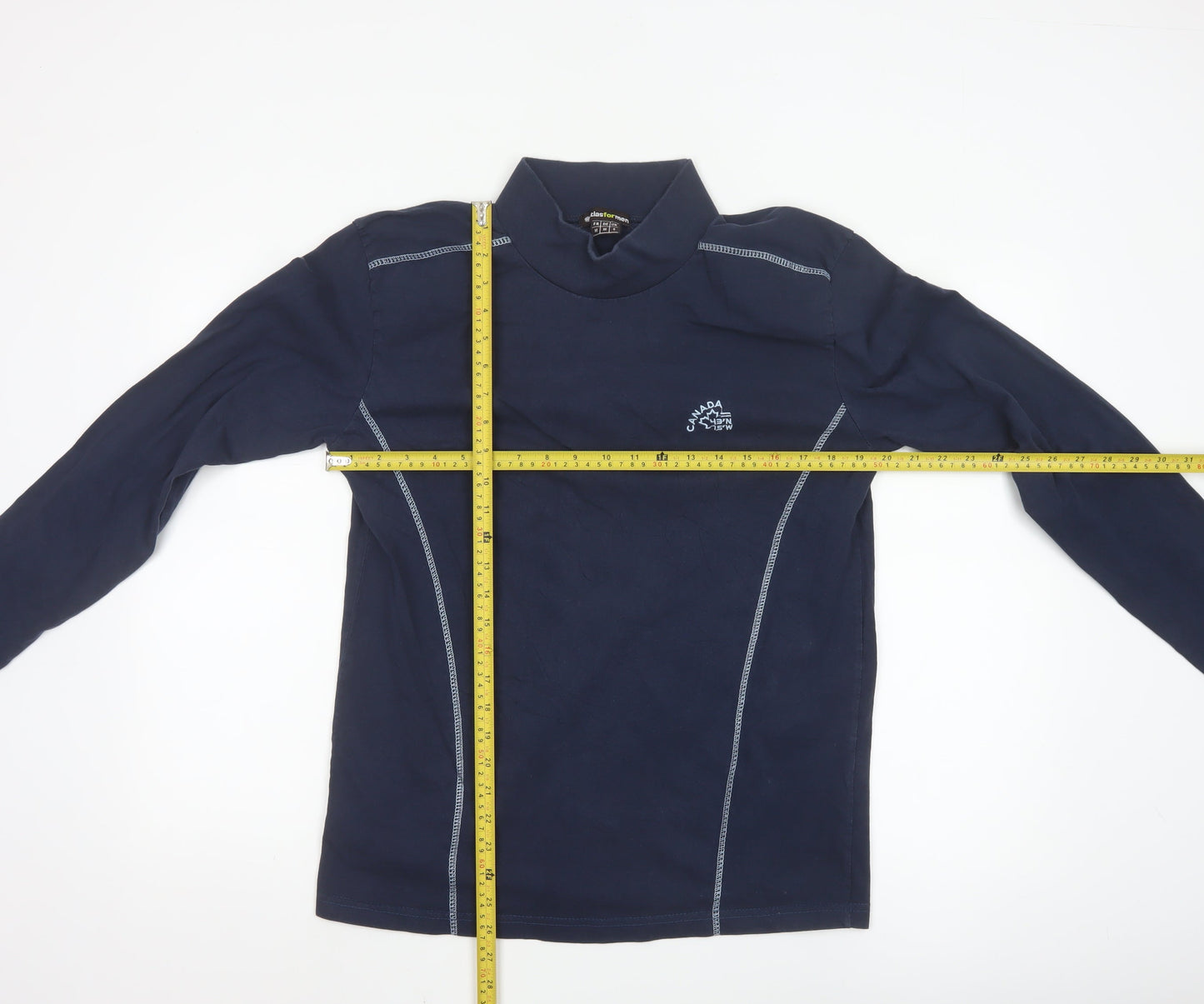 Atlas For Men Navy Long Sleeve Cotton Mock Neck Top Size S