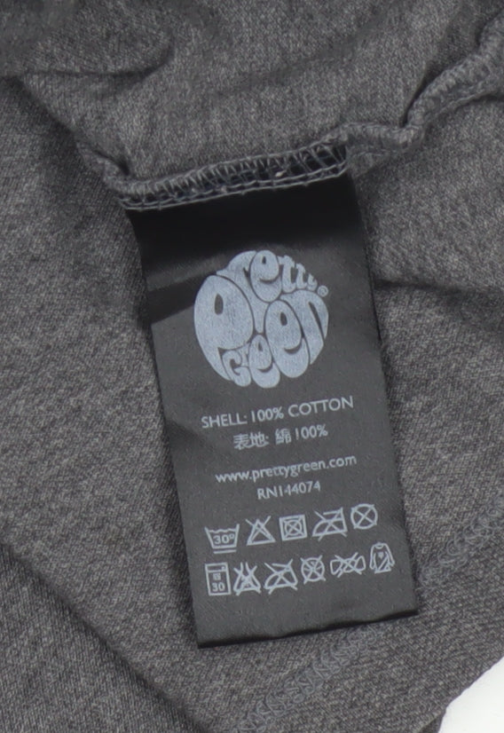 Pretty Green Womens Grey Polo Shirt L Paisley Collar Cotton