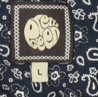 Pretty Green Womens Grey Polo Shirt L Paisley Collar Cotton