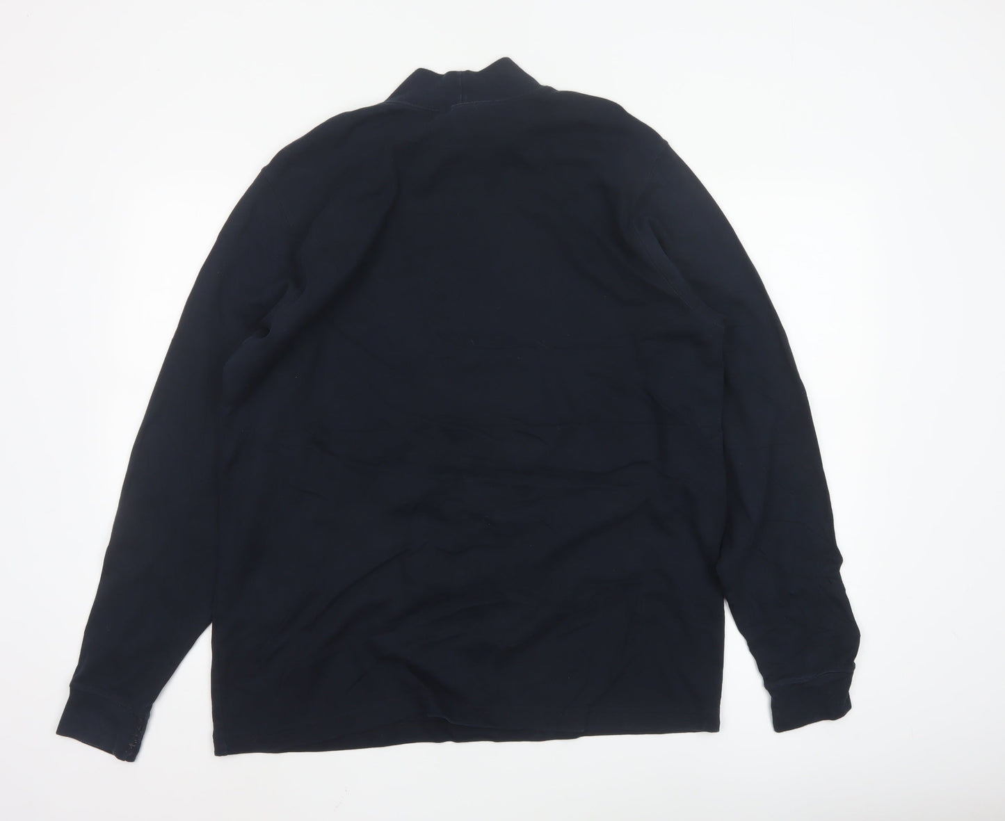 Lands' End Men's Black Long Sleeve Cotton High Neck Top L Regular