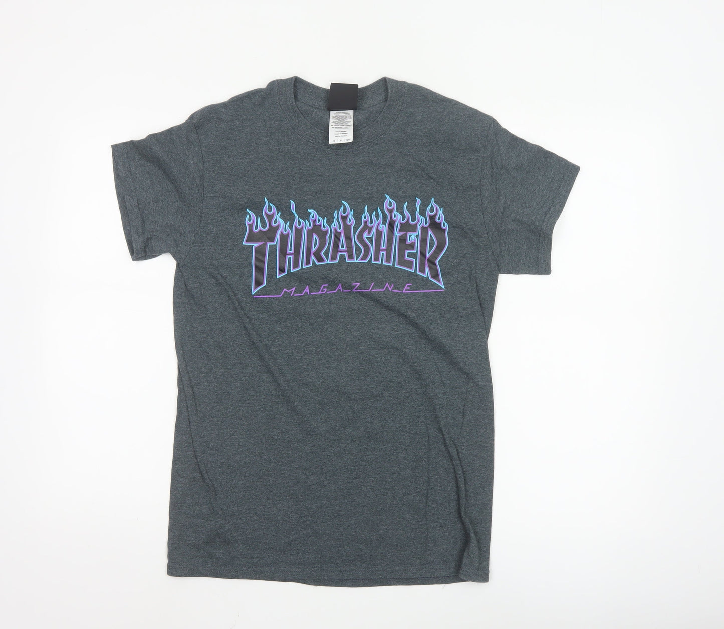 Thrasher Men's Grey Flame Logo Short Sleeve T-Shirt Size S