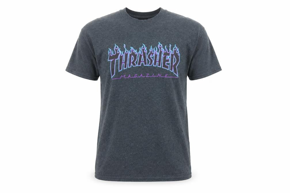 Thrasher Men's Grey Flame Logo Short Sleeve T-Shirt Size S