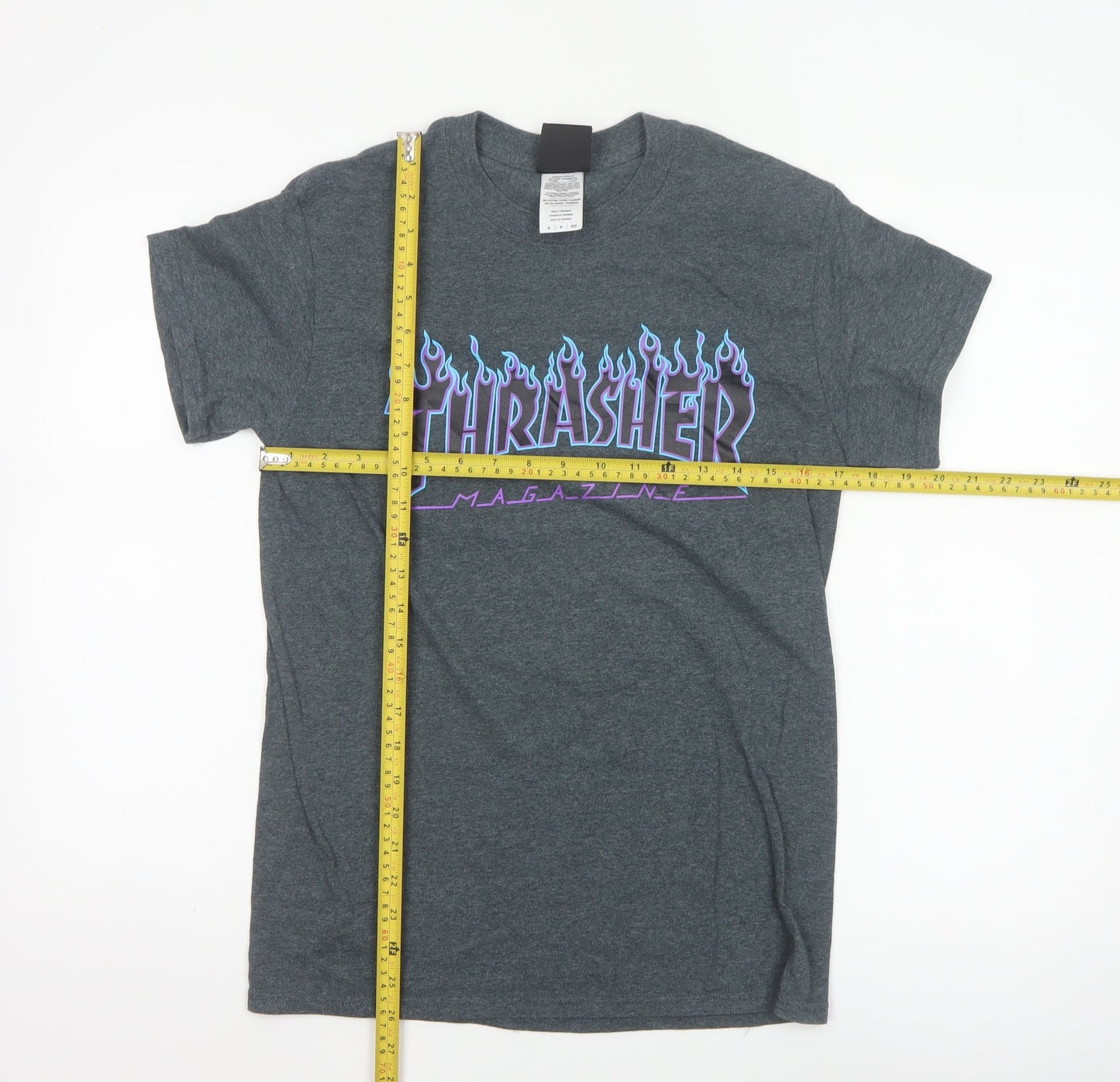Thrasher Men's Grey Flame Logo Short Sleeve T-Shirt Size S