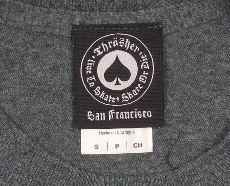 Thrasher Men's Grey Flame Logo Short Sleeve T-Shirt Size S
