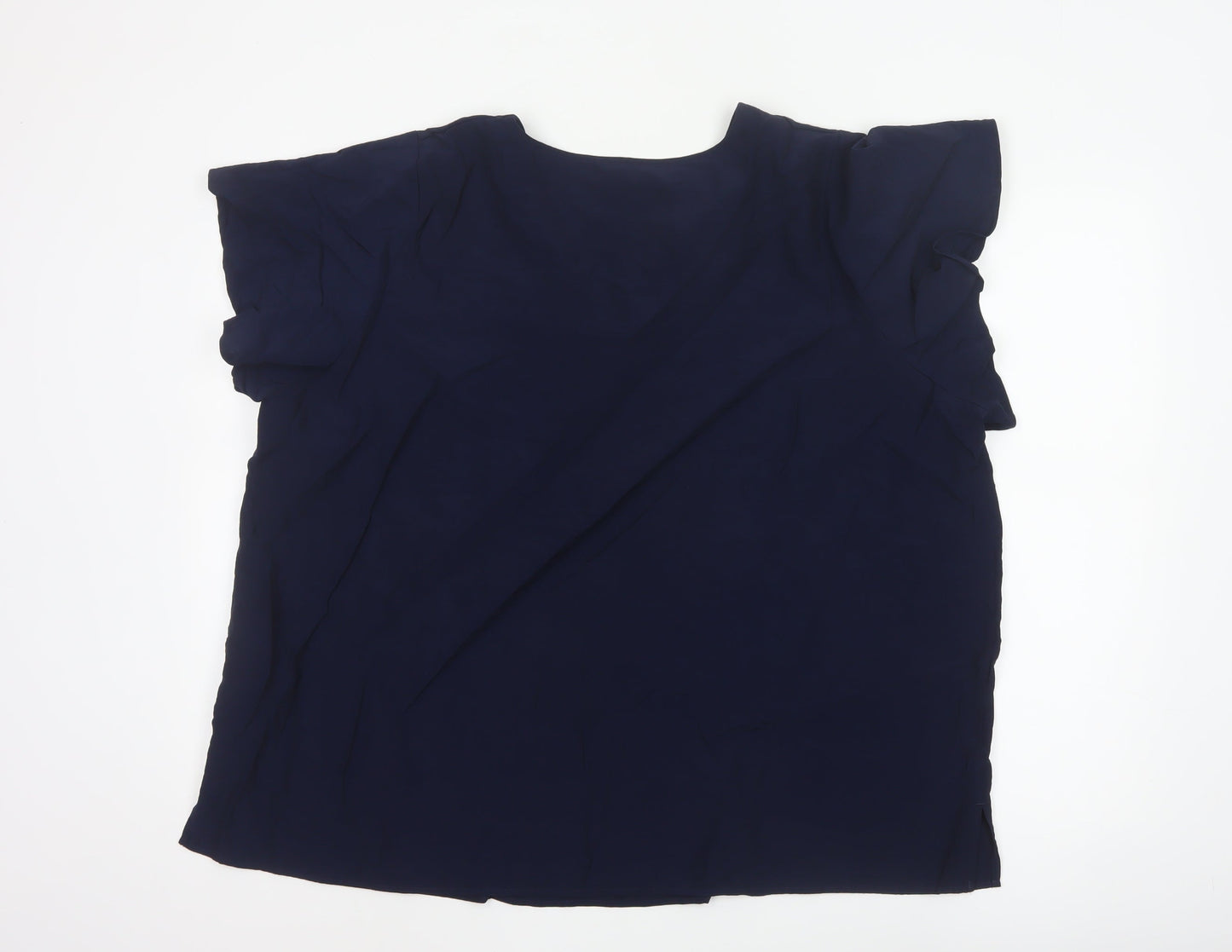 Marks and Spencer Women’s Blue Viscose Blouse Size 24 V-Neck Short Sleeve