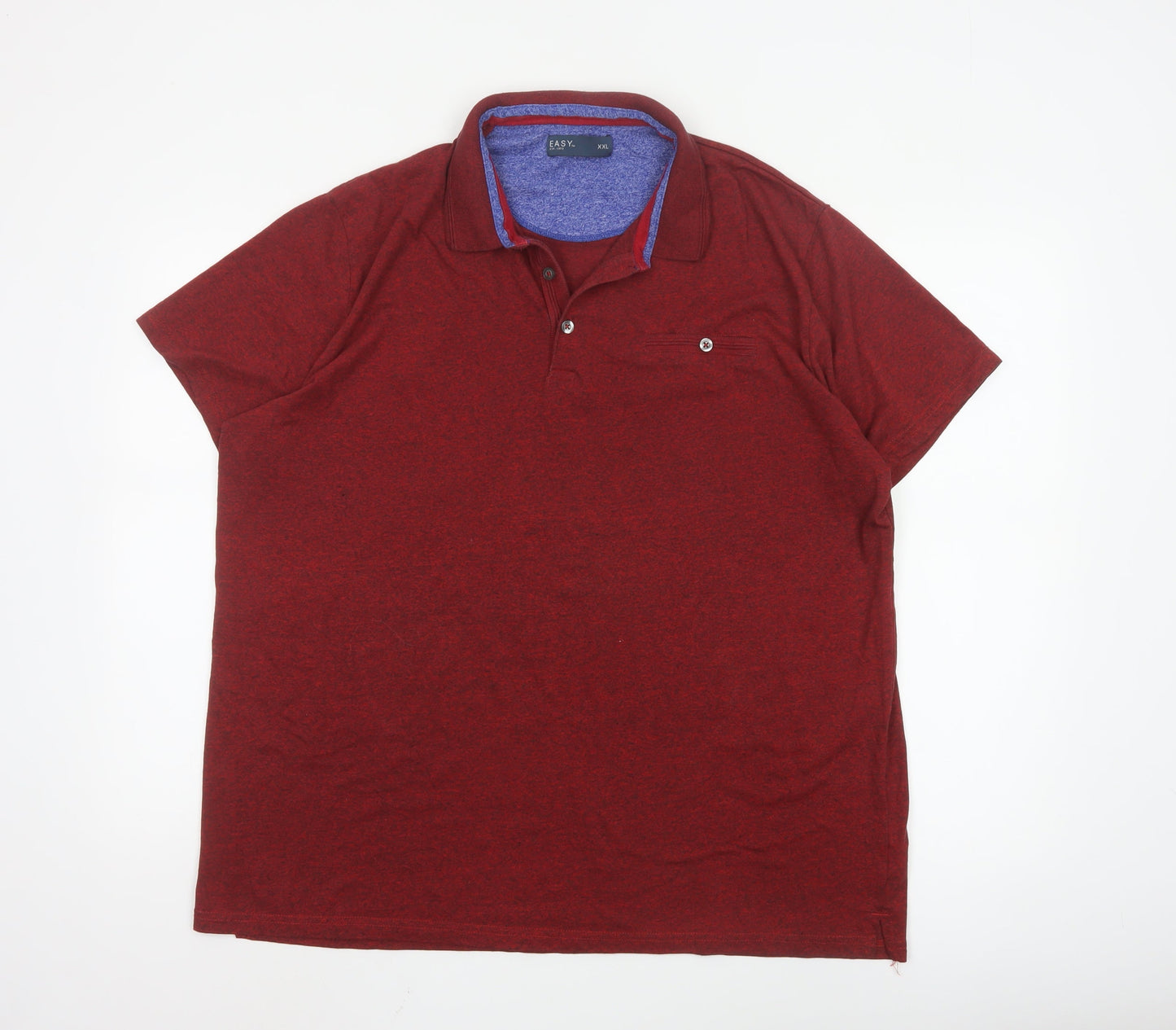 Easy Men’s Red Short Sleeve Polo Shirt XXL Cotton Blend Classic Fit