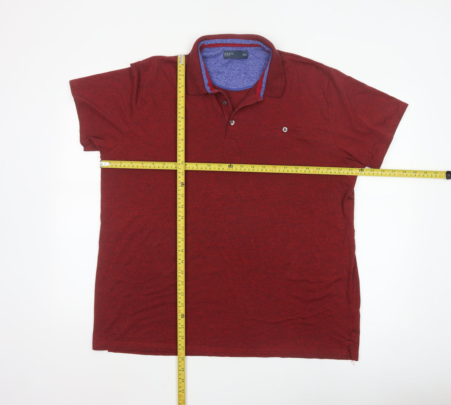 Easy Men’s Red Short Sleeve Polo Shirt XXL Cotton Blend Classic Fit