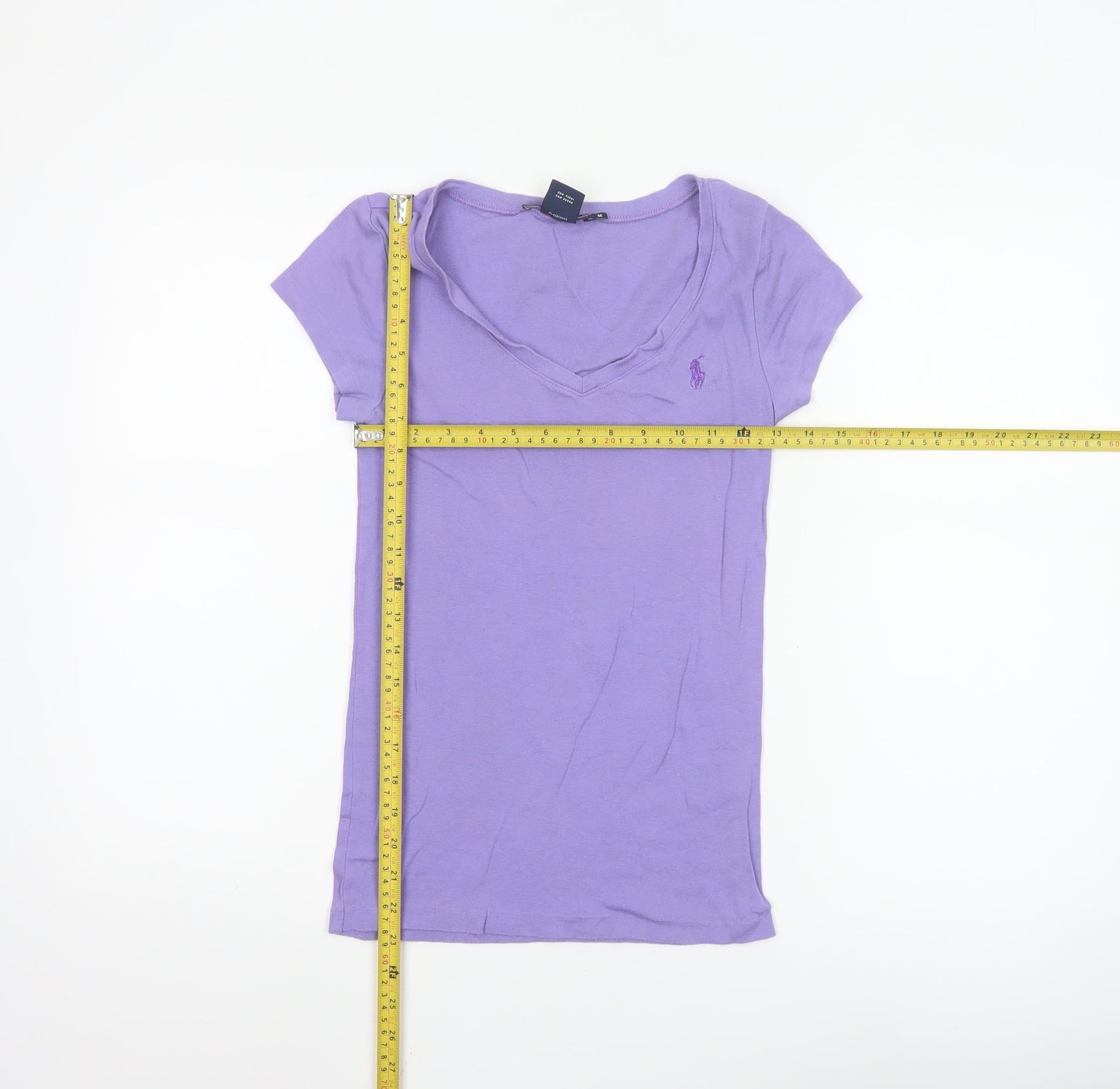 Ralph Lauren Women Purple V-Neck Basic Slim Fit T-Shirt M