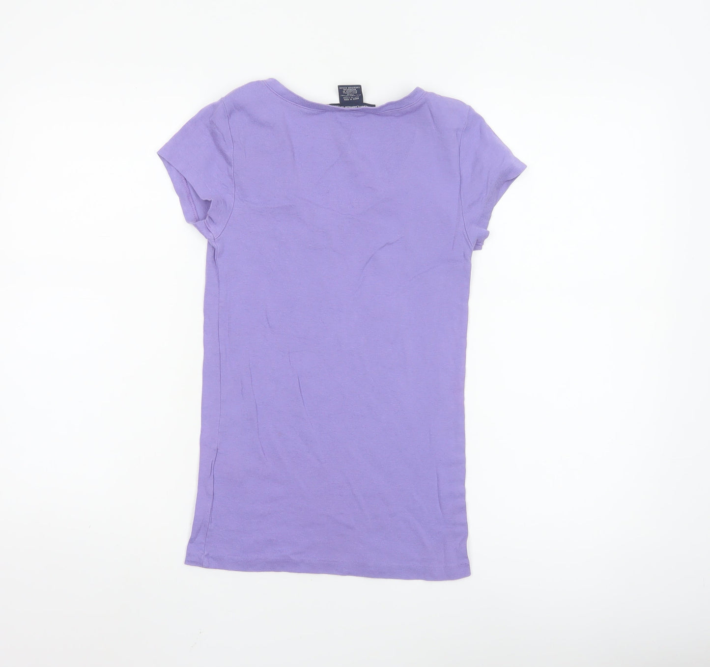 Ralph Lauren Women Purple V-Neck Basic Slim Fit T-Shirt M