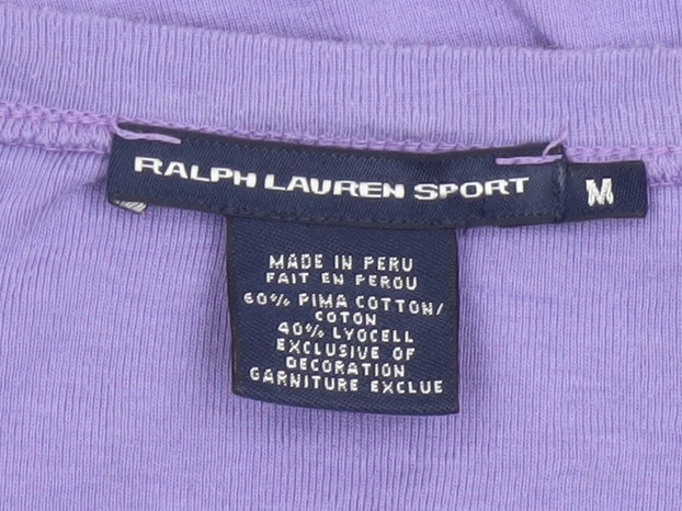 Ralph Lauren Women Purple V-Neck Basic Slim Fit T-Shirt M