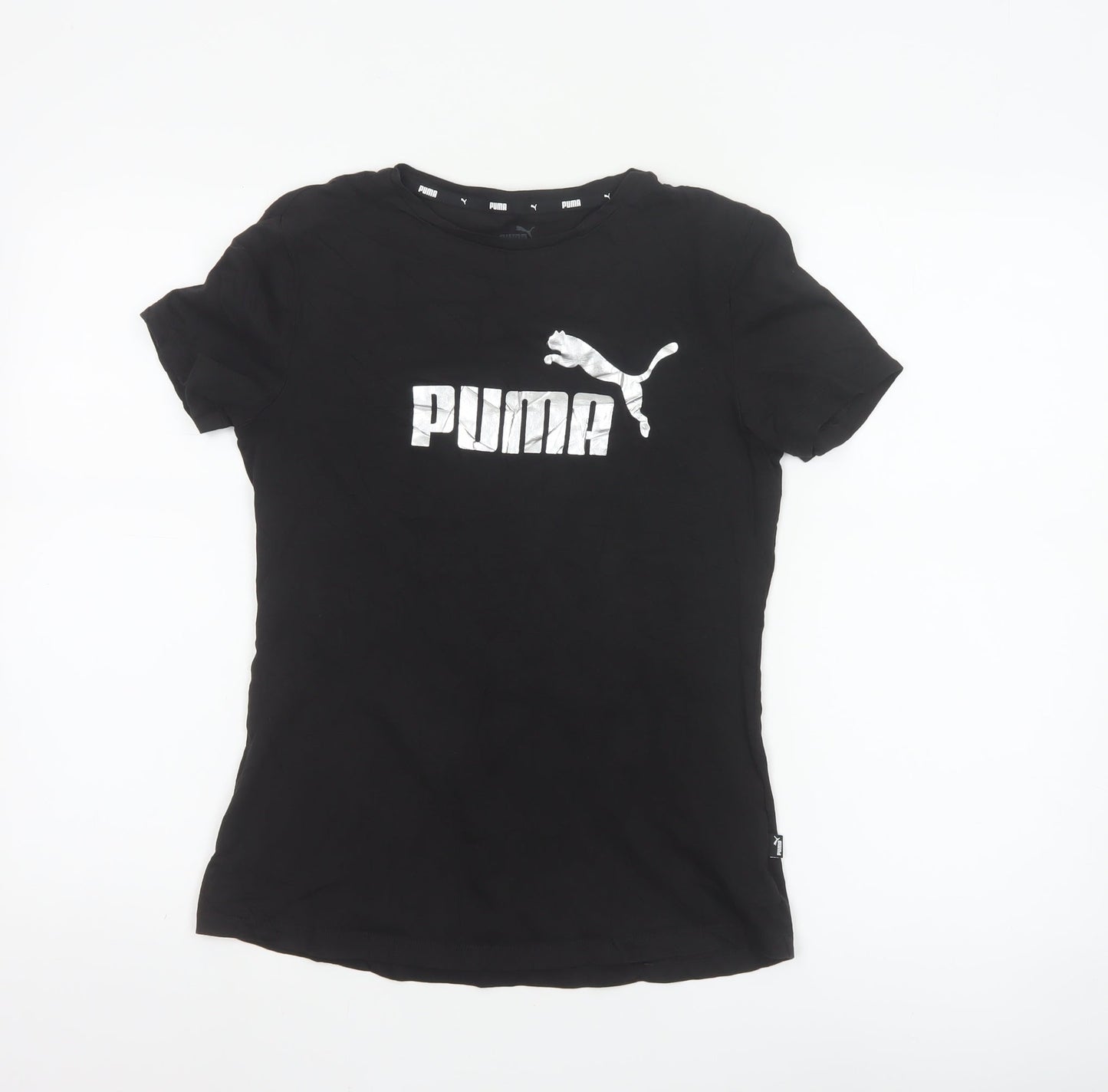 Puma Girls Black Short Sleeve Crew Neck Logo T-Shirt Size 15-16 Years