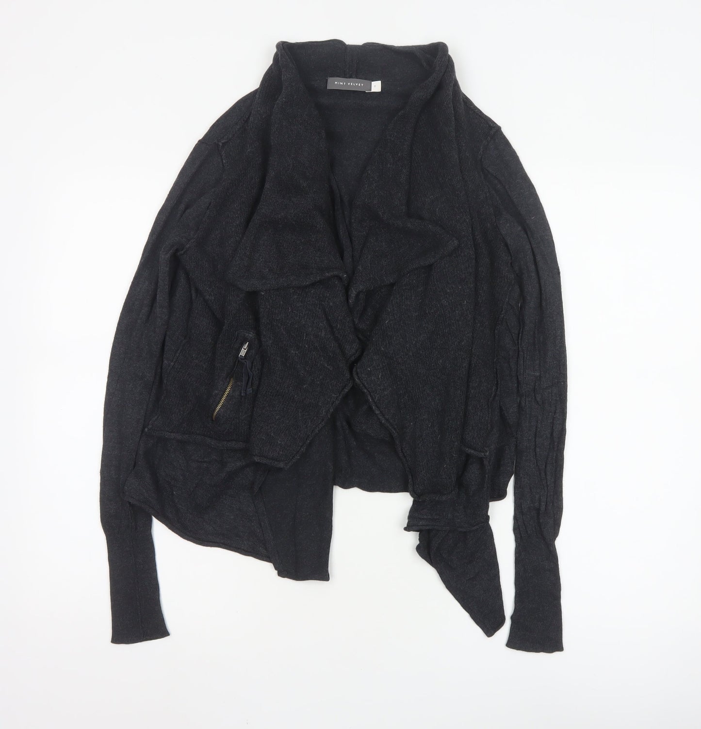 Mint Velvet Women's Black Size 8 Open Front Knit Cardigan
