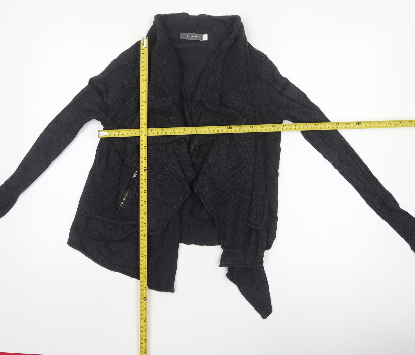 Mint Velvet Women's Black Size 8 Open Front Knit Cardigan
