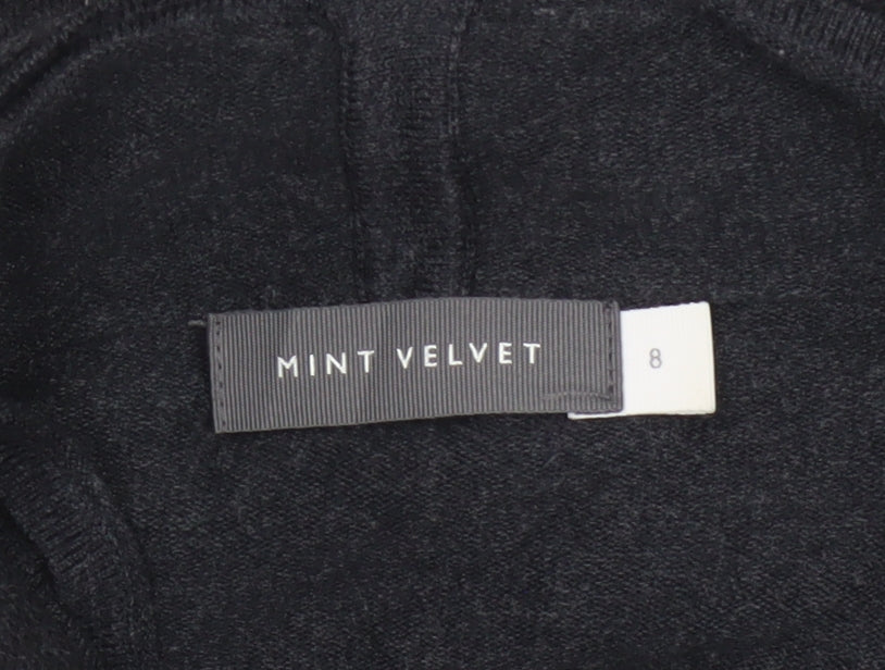 Mint Velvet Women's Black Size 8 Open Front Knit Cardigan