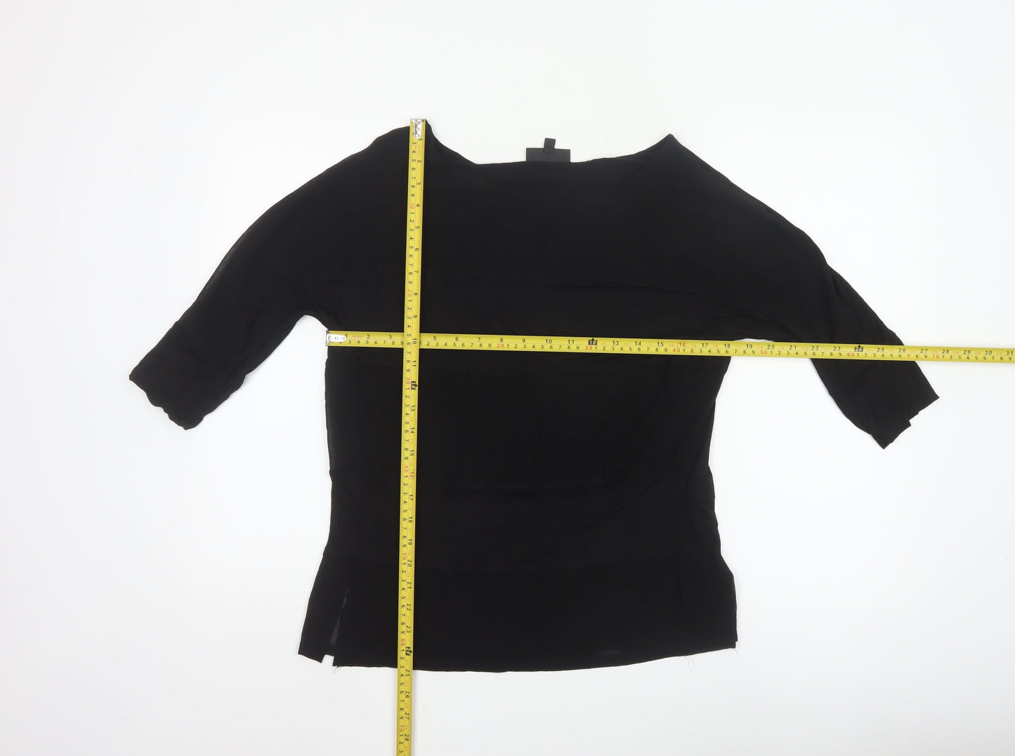 Warehouse Women’s Black 3/4 Sleeve Viscose Blouse UK 14