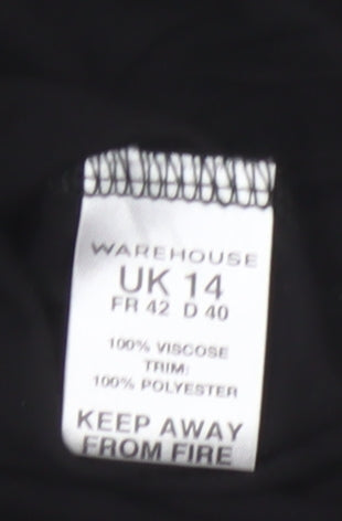 Warehouse Women’s Black 3/4 Sleeve Viscose Blouse UK 14