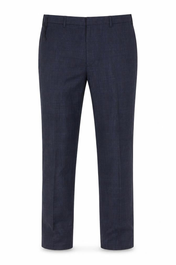 Marks & Spencer Men's Blue Check Regular Fit Trousers 38L