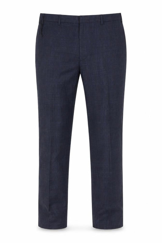 Marks & Spencer Men's Blue Check Regular Fit Trousers 38L