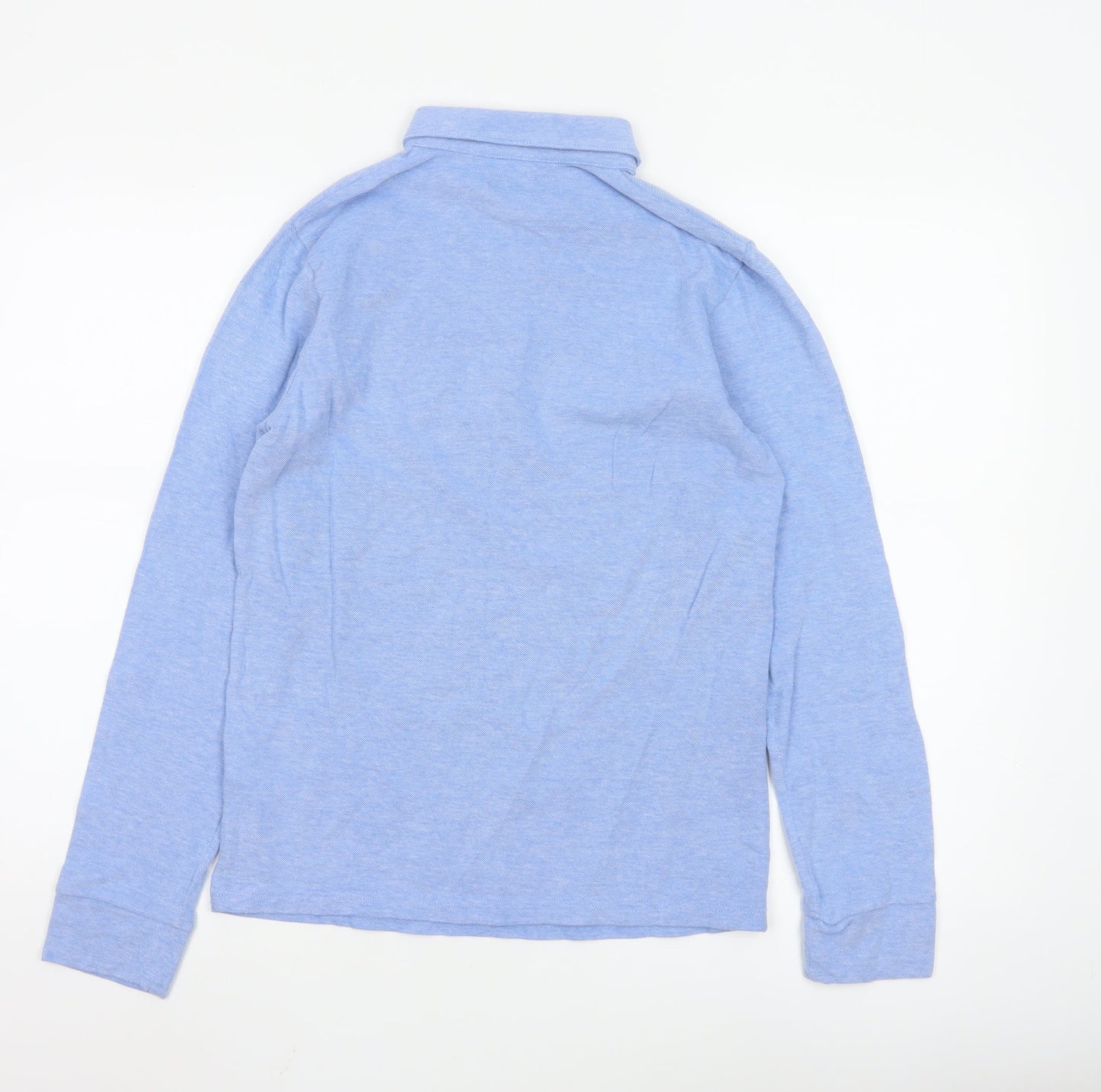 Next Boys Blue Long Sleeve Polo Shirt 13 Years Collared Cotton Blend
