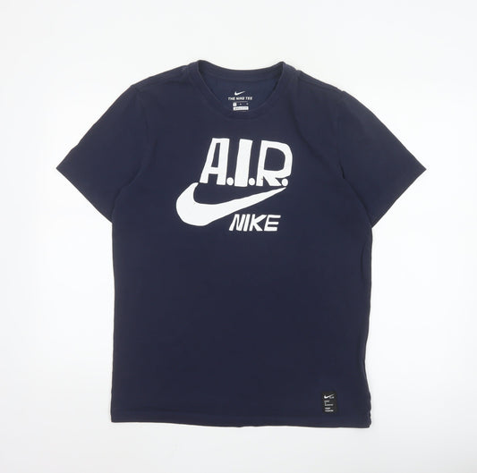 Nike Men's Navy Blue AIR Dri-FIT Graphic T-Shirt Size M