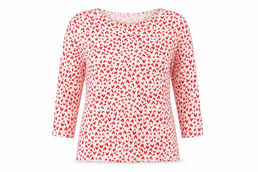 Marks & Spencer Women White Heart Print Long Sleeve T-Shirt Size 10