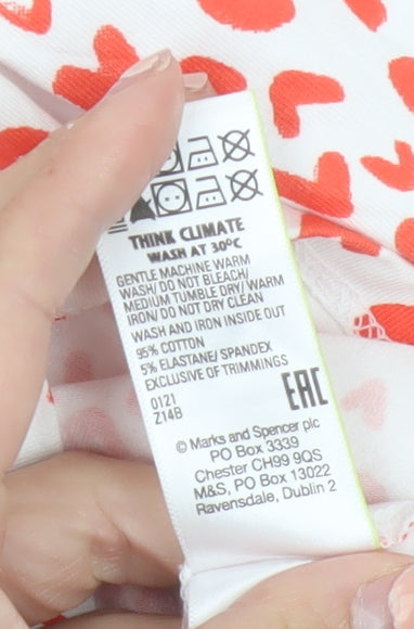 Marks and Spencer Women White Heart Print Long Sleeve T-Shirt Size 10