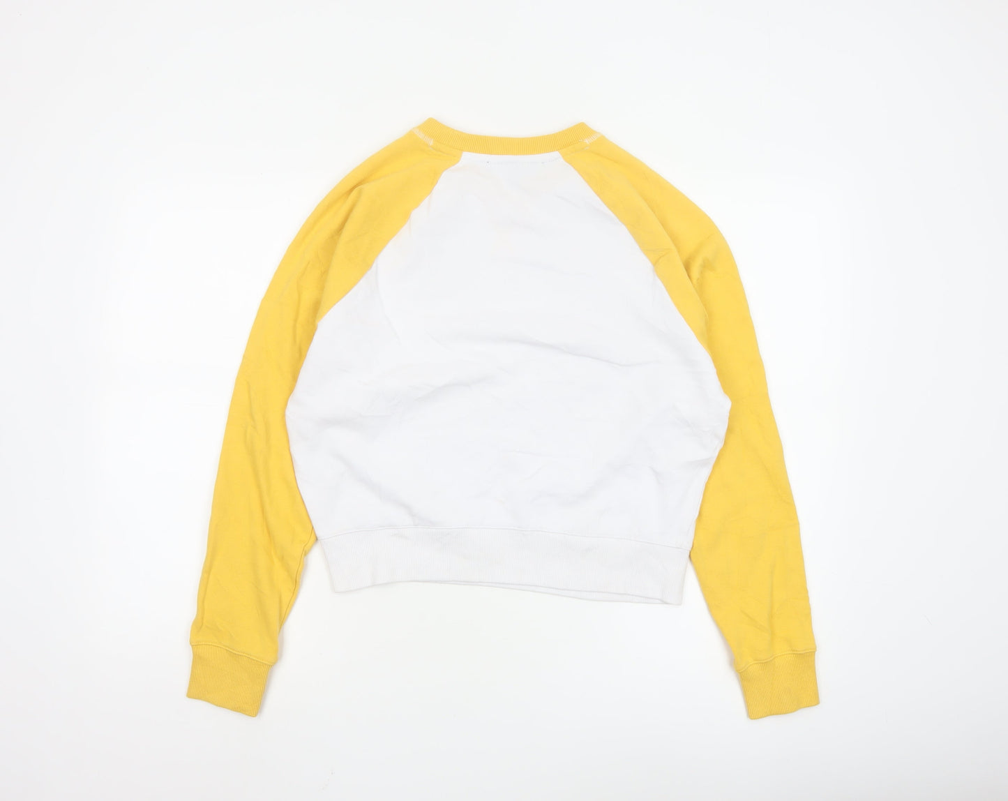 Tommy Hilfiger Women Yellow White Crew Neck Long Sleeve Sweatshirt Size S