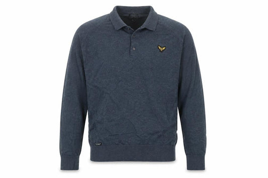 Threadbare Men's Blue Collared Henley XL Cotton Knit Jumper