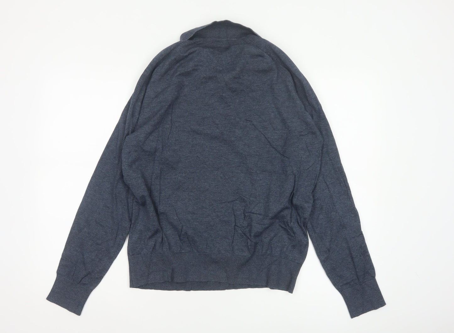 Threadbare Men's Blue Collared Henley XL Cotton Knit Jumper