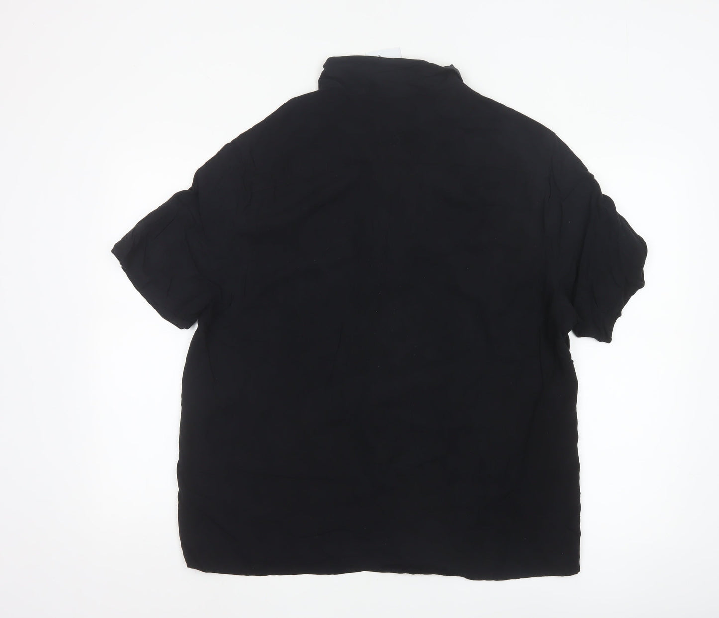 Collusion Unisex Black Button-Up Shirt L Viscose Short Sleeve
