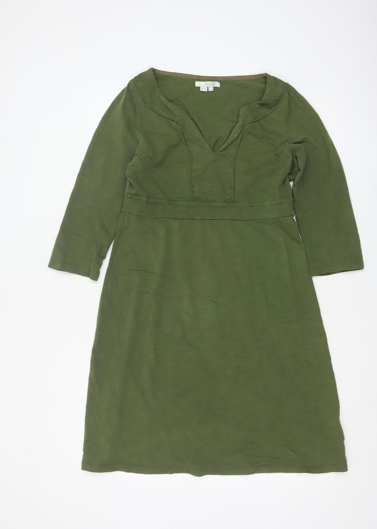 Boden Women Green Size 12 A-Line Cotton Knee Length Dress
