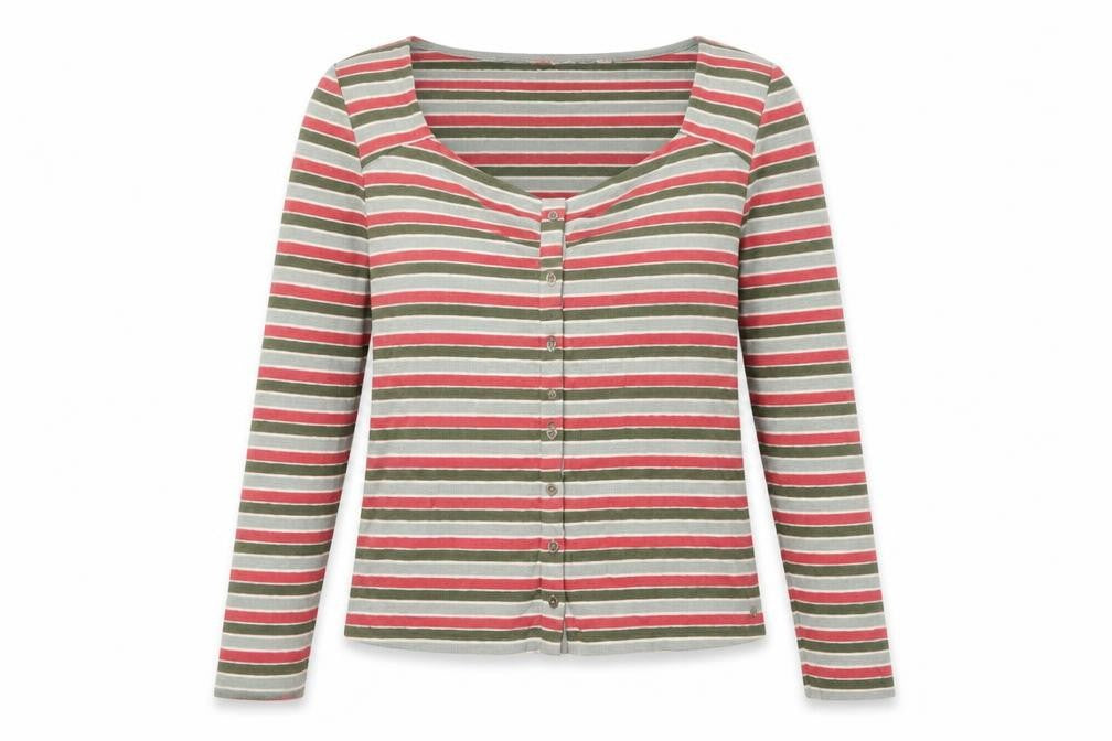 FatFace Women’s Multicoloured Striped Button-Up Top Size 14 Cotton Blend