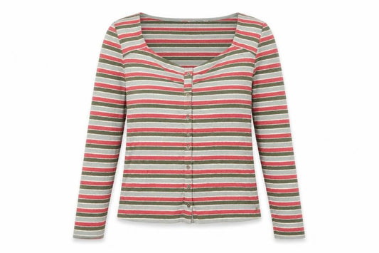 FatFace Women’s Multicoloured Striped Button-Up Top Size 14 Cotton Blend